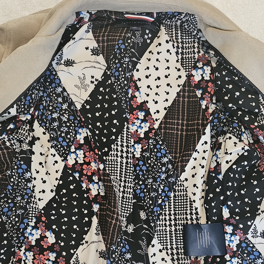 NEW Tommy Hilfiger Leather Suede Beige Biker Jacket Size XS Neutral Moto Luxury - Picture 9 of 9